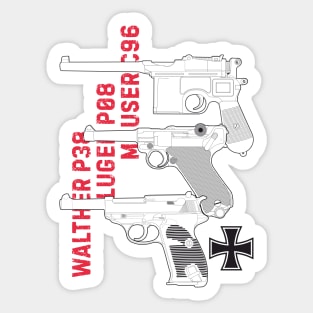 Three German pistols from WW1 and WW2 Sticker